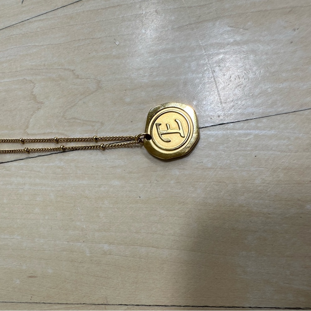 Savvy cie 22k yellow gold plated stainless steel coin initial necklace - Picture 3 of 7